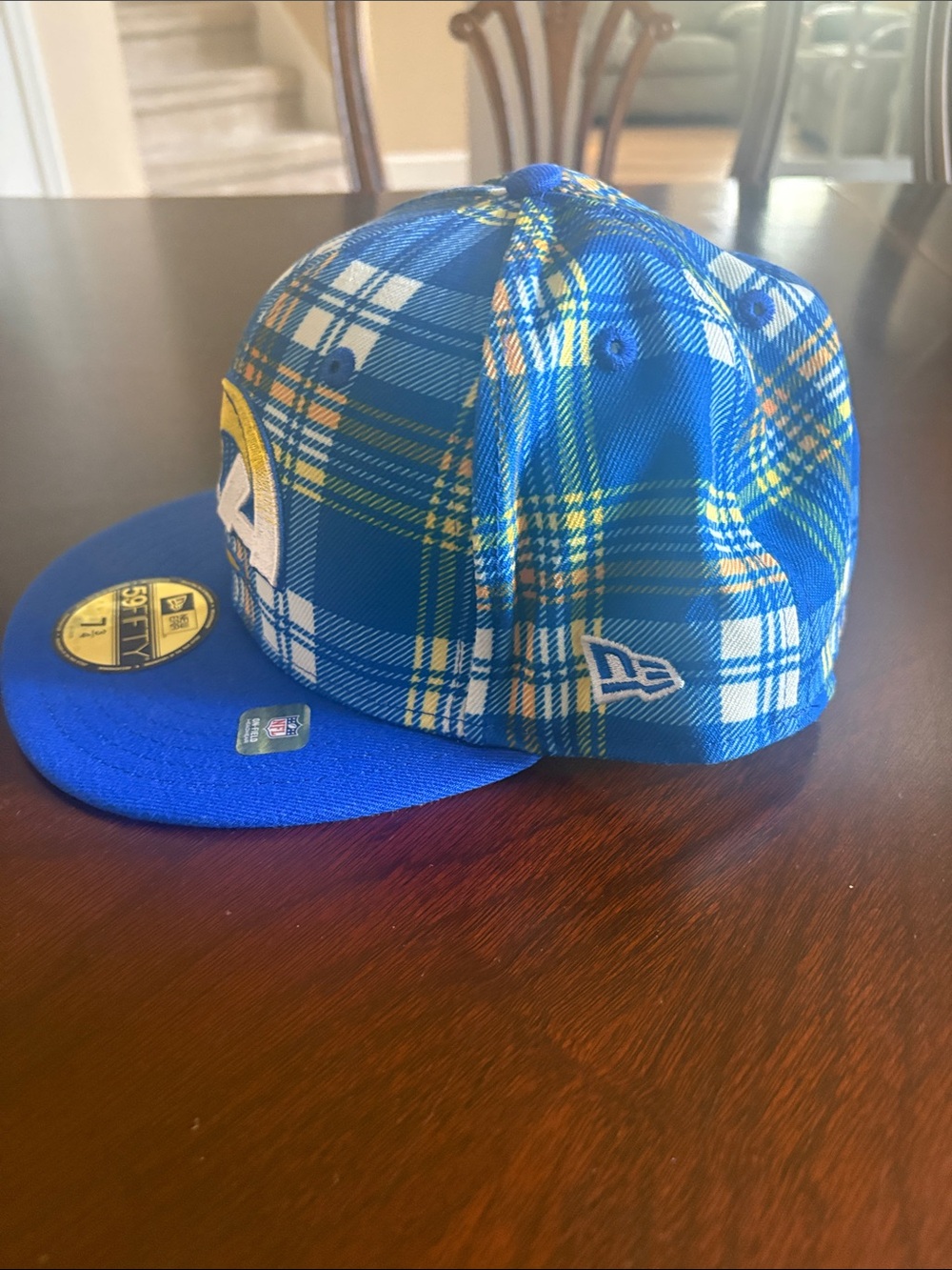 NWT Los Angeles Rams Plaid 59FIFTY Fitted Hat - Blue & Yellow - Picture 3 of 4